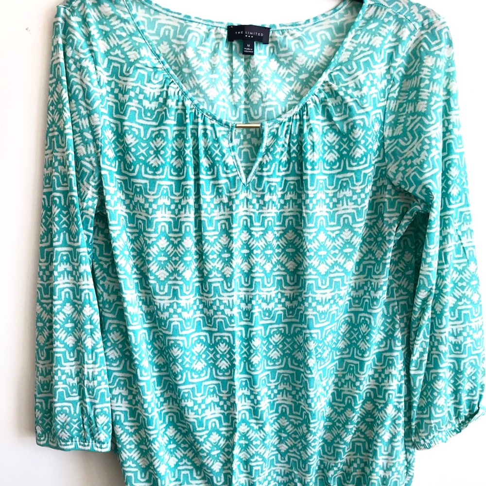 The Limited Polyester Blouse - teal Aztec print